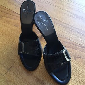 Linea Paolo size 7.5 open toe mules
